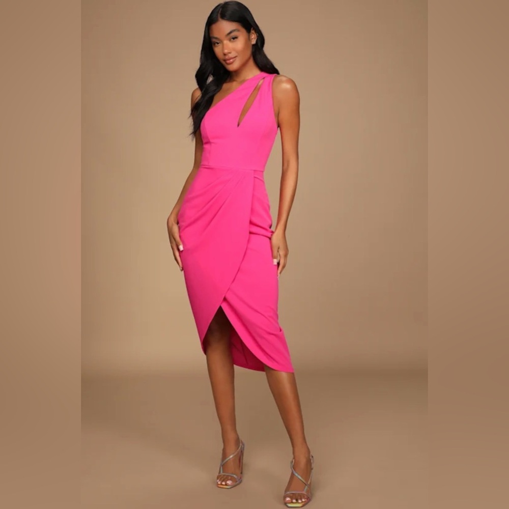 Lulus So Flirty One Shoulder Cutout Asymmetrical Midi Dress XL NWT